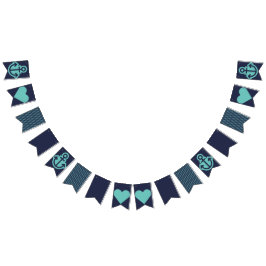 Nautische marine en Blauwgroen bunting Vlaggetjes