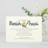 Nautische marine en gouden anker bruiloft kaart (Staand voorkant)