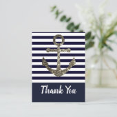 Nautische Marine en Witte Anker Dank U Briefkaart (Staand voorkant)