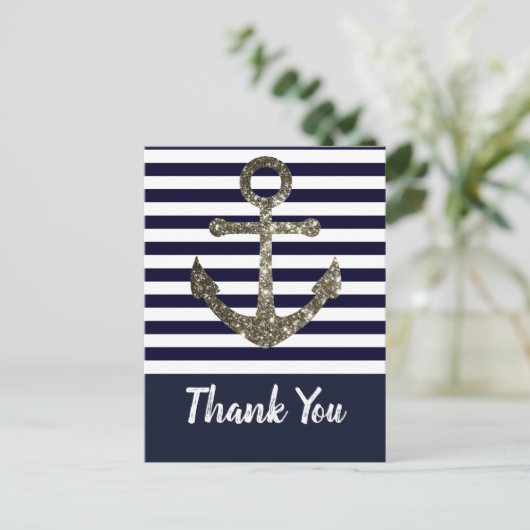 Nautische Marine en Witte Anker Dank U Briefkaart (Staand voorkant)