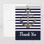 Nautische Marine en Witte Anker Dank U Briefkaart (Voorkant / Achterkant)