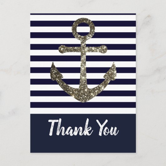 Nautische Marine en Witte Anker Dank U Briefkaart (Voorkant)