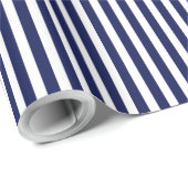 Nautische marine en witte cabana strepen cadeaupapier (Rol Hoek)