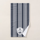 Nautische marine en witte strepen met anker bad handdoek (Handdoek)