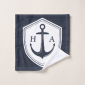 Nautische marine en witte strepen met anker bad handdoek (Wasdoekje)