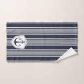 Nautische marine en witte strepen met anker bad handdoek (Handdoek)