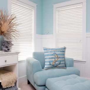 Nautische Marine Gestreept Hout Familie Strandhuis Kussen