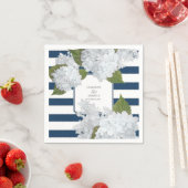 Nautische Marine Gestreepte Witte Hortensia Bloeme Servet (Insitu)