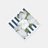Nautische Marine Gestreepte Witte Hortensia Bloeme Servet (Hoek)