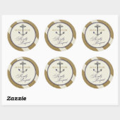 Nautische Marine & Gold Anchor RSVP Ronde Sticker (Vel)