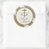 Nautische Marine & Gold Anchor RSVP Ronde Sticker (Tas)