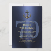Nautische marine & goud oud anker 70e verjaardag kaart (Voorkant)