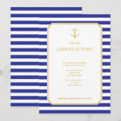 Nautische Marine & Goud Repetitie Diner Uitnodigin Kaart (Voorkant / Achterkant)