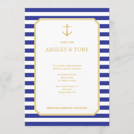 Nautische Marine & Goud Repetitie Diner Uitnodigin Kaart