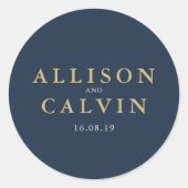 nautische marine & gouden bruiloft sticker (Voorkant)