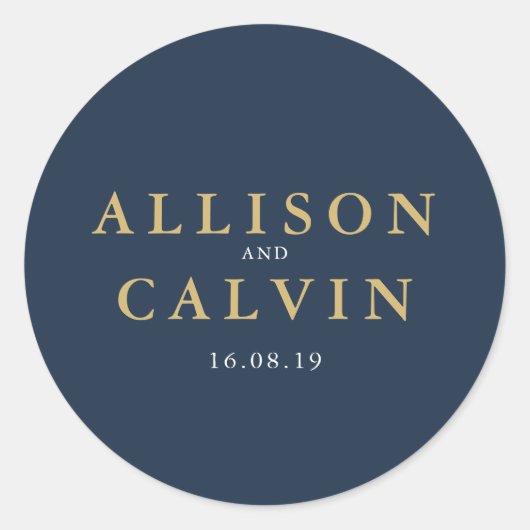 nautische marine & gouden bruiloft sticker (Voorkant)