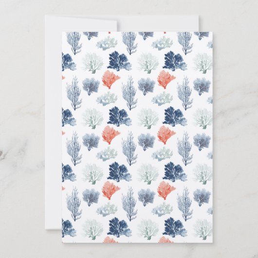 Nautische Marine Ocean Beach Monogram Huwelijk Kaart (Achterkant)