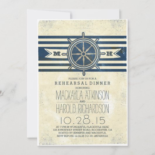  nautische marine repetitie dineruitnodiging kaart (Voorkant)