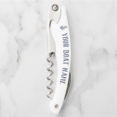 Nautische Marine Rustieke Anker Boot Naam Kurkentrekker (Voorkant)