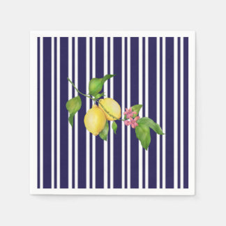 Nautische Marine Stripe Siciliaanse Lemon Papier S Servet