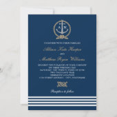 Nautische Marine Tan Anker Stripes Bruiloft Monogr Kaart (Voorkant)