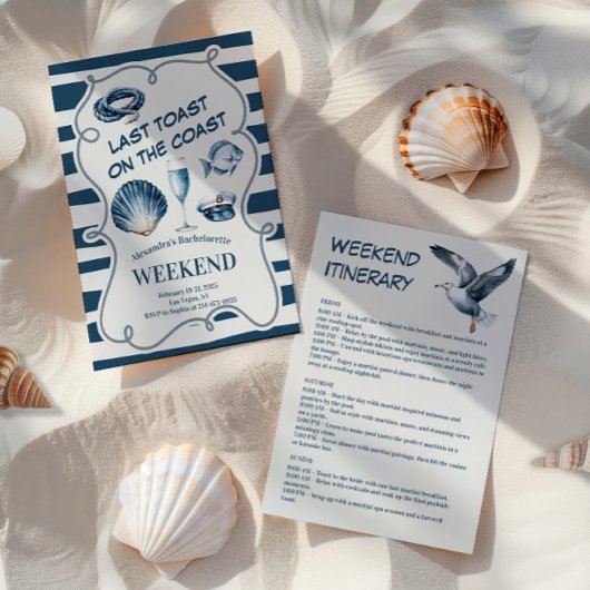 Nautische Marine Toast Kust Bachelorette Weekend Kaart
