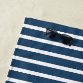 Nautische Marine Uw Boot Naam Stripes Strandlaken (In situ)