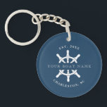 Nautische Marine Uw Bootnaam Sleutelhanger<br><div class="desc">Verlies nooit uw bootsleutels met onze gepersonaliseerde sleutelhanger. Personaliseer met uw boot naam,  het jaar vastgesteld en de stad waar u uw boot te houden.</div>