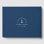 Nautische Marine & White Stripe Ocean Anchor Gastenboek (Achterkant)