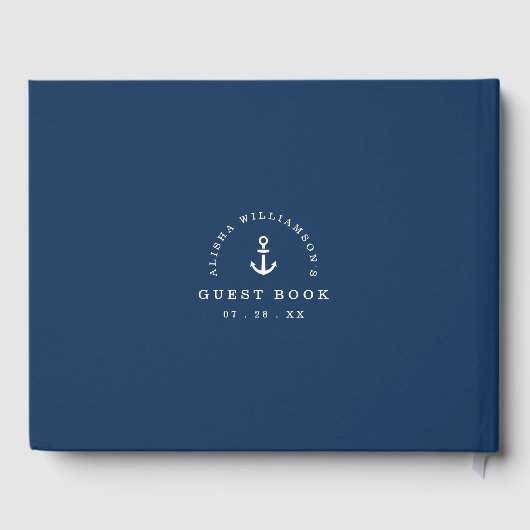 Nautische Marine & White Stripe Ocean Anchor Gastenboek (Achterkant)