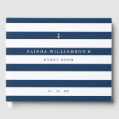 Nautische Marine & White Stripe Ocean Anchor Gastenboek (Voorkant)