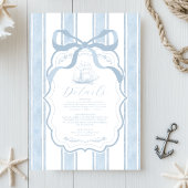 Nautische Marine White Stripes Boat Wedding Informatiekaartje