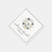 Nautische Marine & Wit Gepersonaliseerd Trouwpapie Servet (Hoek)