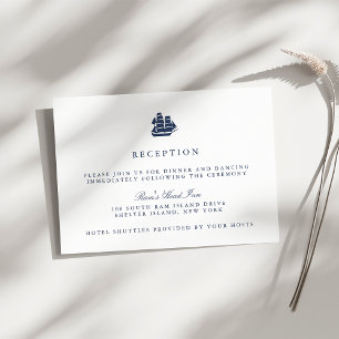 Nautische marine & witte schip bruiloft receptie informatiekaartje