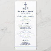 Nautische Marineanker Zeekant Trouwen Menu (Voorkant)