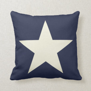 Nautische marineblauw & Cream Star Kussen