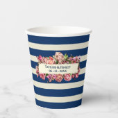  Nautische marineblauw Stripes Papieren Bekers (Voorkant)