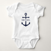 Nautische marineblauwe anker gepersonaliseerde naa romper (Voorkant)