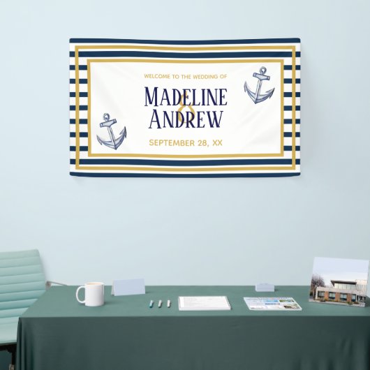 Nautische marinestrepen en aangepaste anchor-bruil spandoek (Beurs)