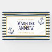 Nautische marinestrepen en aangepaste anchor-bruil spandoek (Horizontaal)