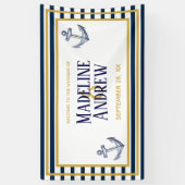 Nautische marinestrepen en aangepaste anchor-bruil spandoek (Verticaal)