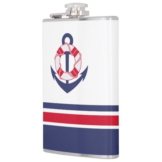 Nautische mariniers en rode stropen heupfles (Links)