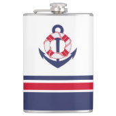 Nautische mariniers en rode stropen heupfles (Voorkant)