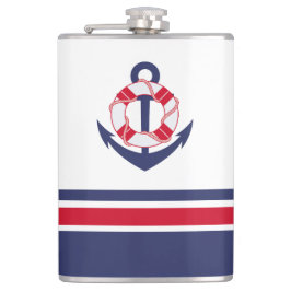 Nautische mariniers en rode stropen heupfles