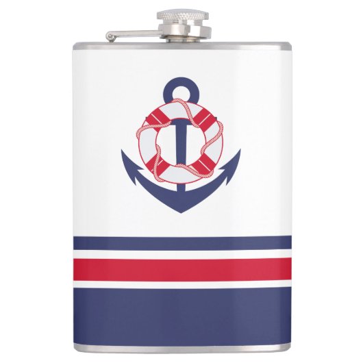 Nautische mariniers en rode stropen heupfles (Voorkant)