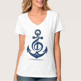 Nautische melodie anker t-shirt