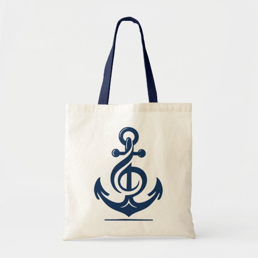 Nautische melodie anker tote bag (Voorkant)