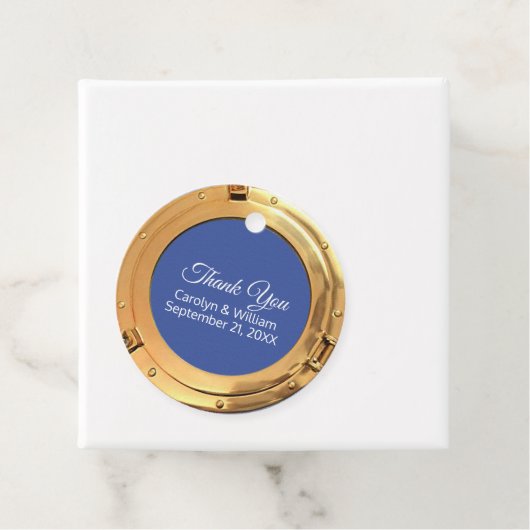 Nautische Messing Port Hole Bruiloft Bedankjes Labels (In situ)