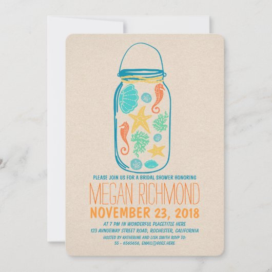 Nautische metselaar jar strand bruids douche uitno kaart (Voorkant)