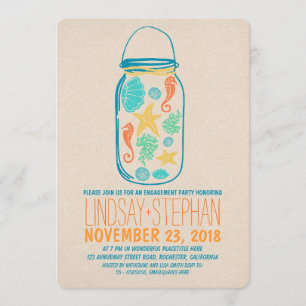 Nautische metselaar jar strand verlovingsfeest uit kaart